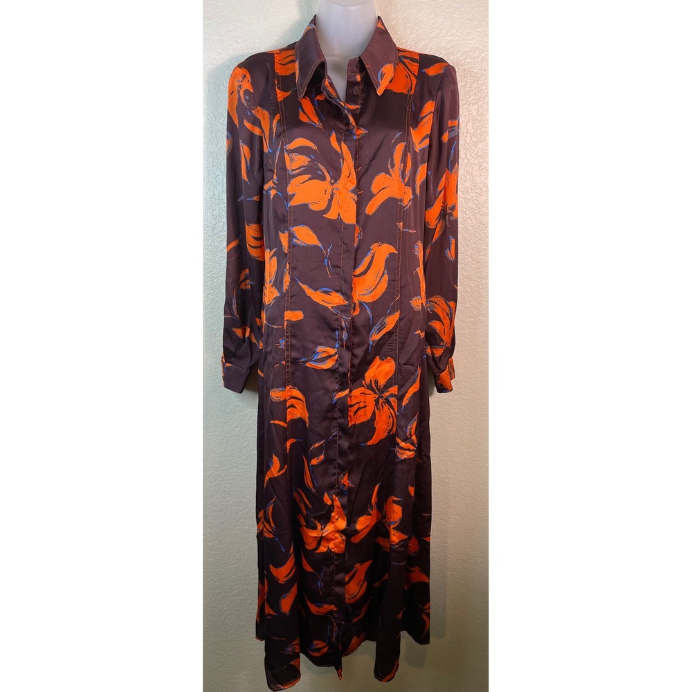 Exquise S Jasmineelle Shirt Dress Purple Orange Floral Maxi Anthropologie NEW